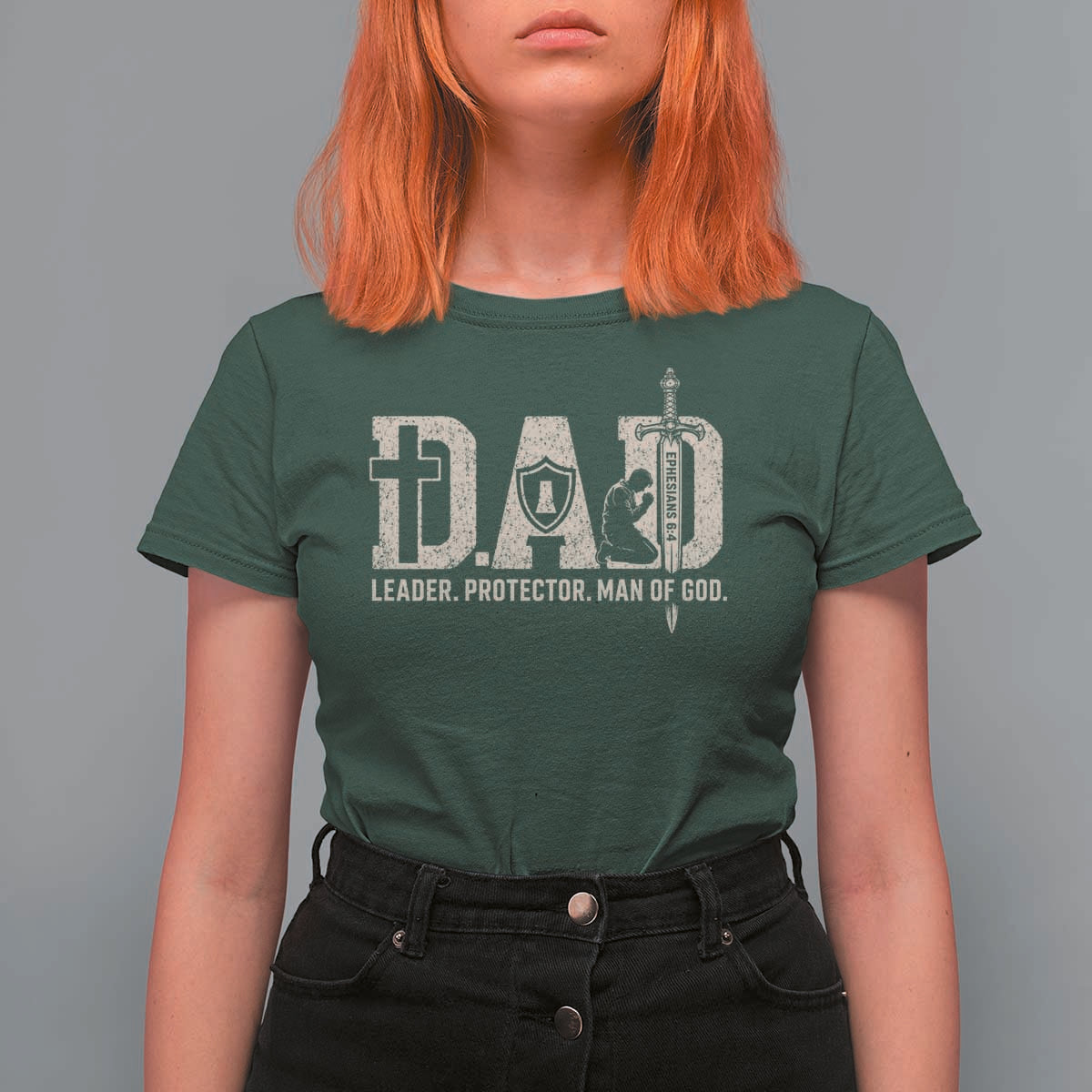 Christian Dad T Shirt For Women Father Leader Protector Man Of God