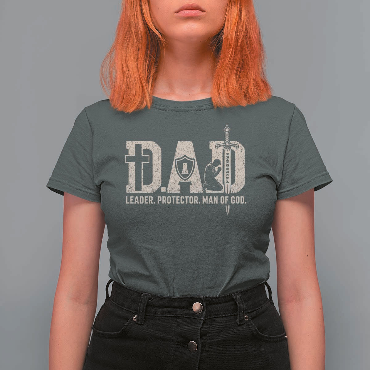 Christian Dad T Shirt For Women Father Leader Protector Man Of God