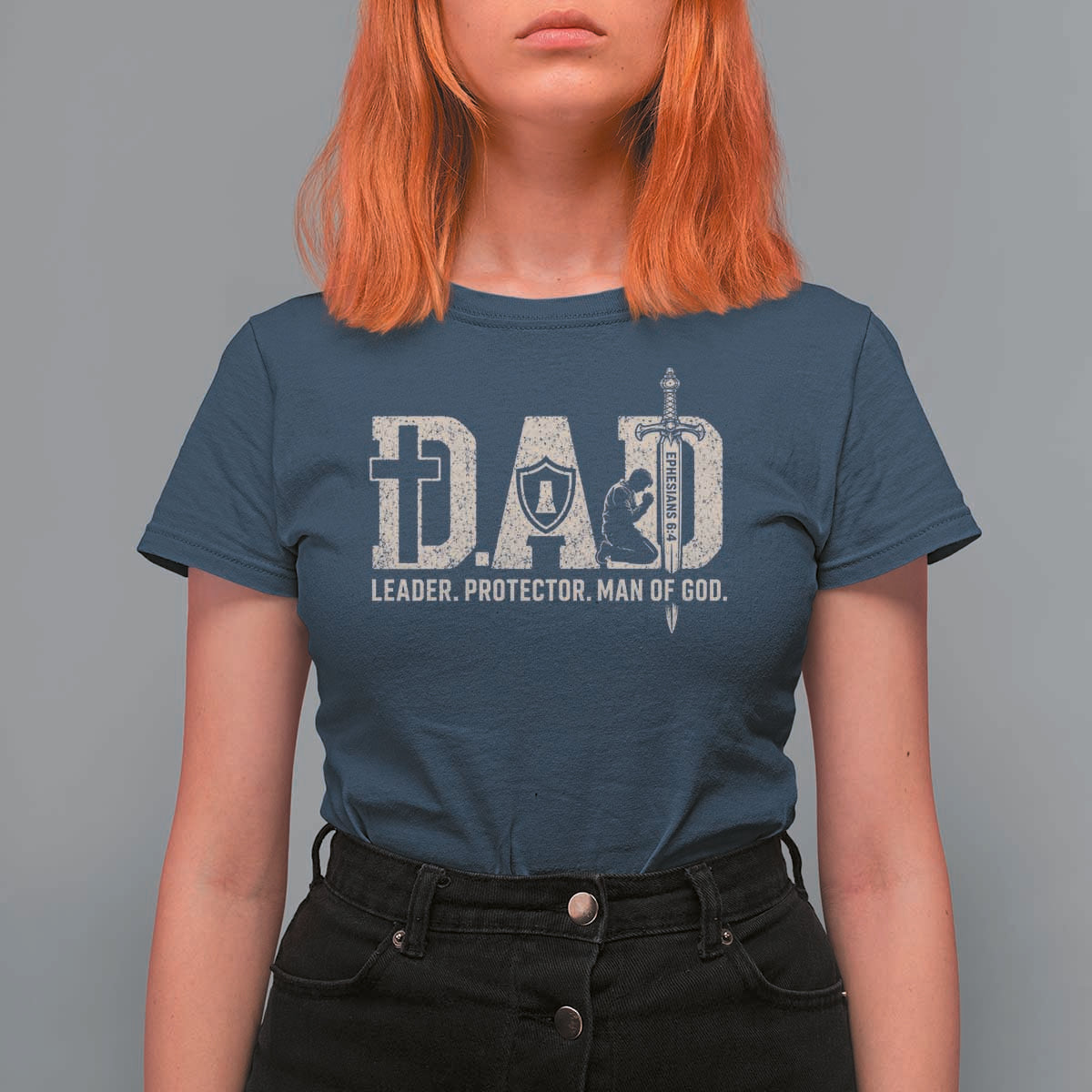 Christian Dad T Shirt For Women Father Leader Protector Man Of God