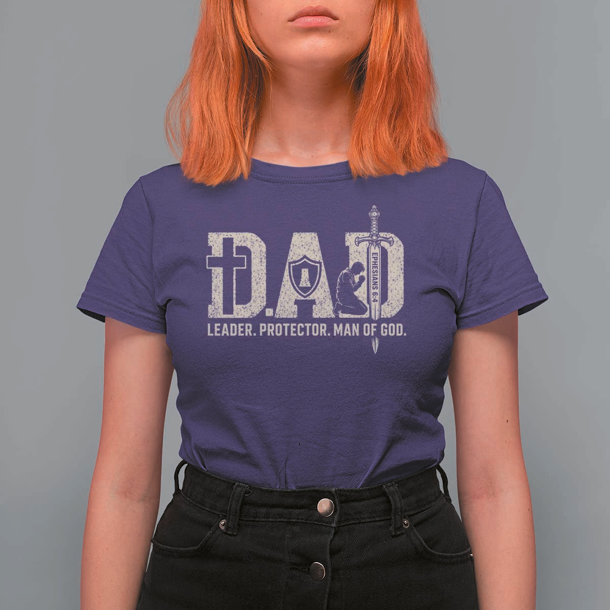 Christian Dad T Shirt For Women Father Leader Protector Man Of God