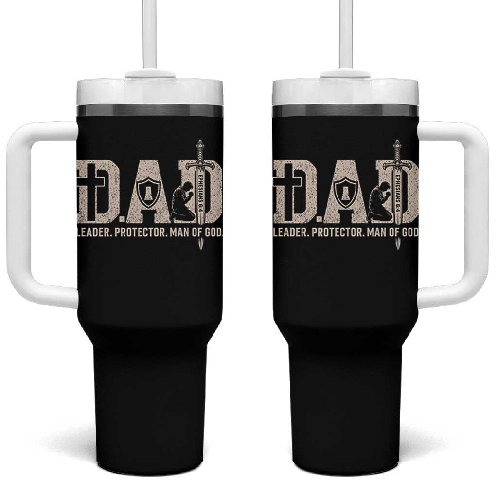 Christian Dad Tumbler With Handle Father Leader Protector Man Of God