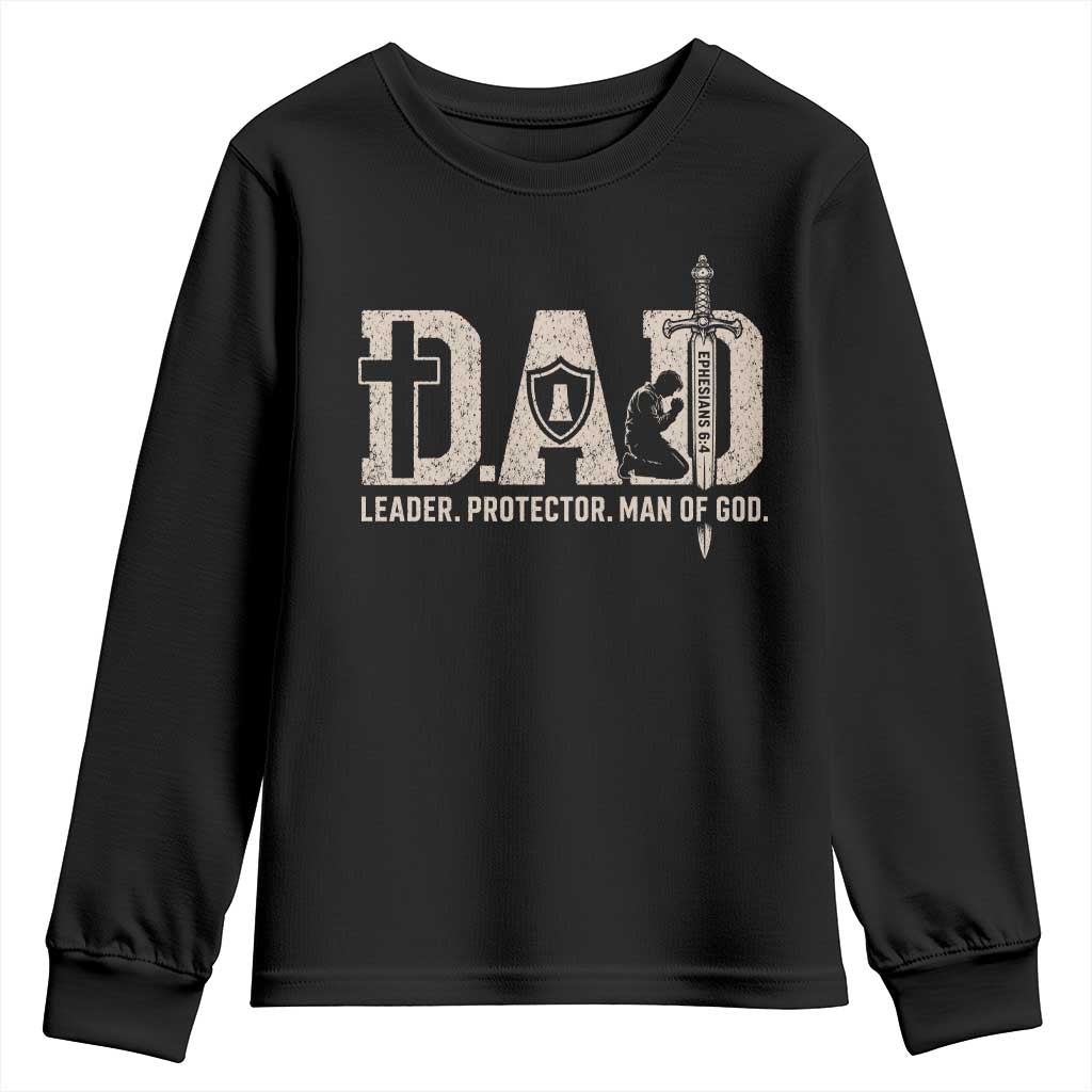 Christian Dad Youth Sweatshirt Father Leader Protector Man Of God