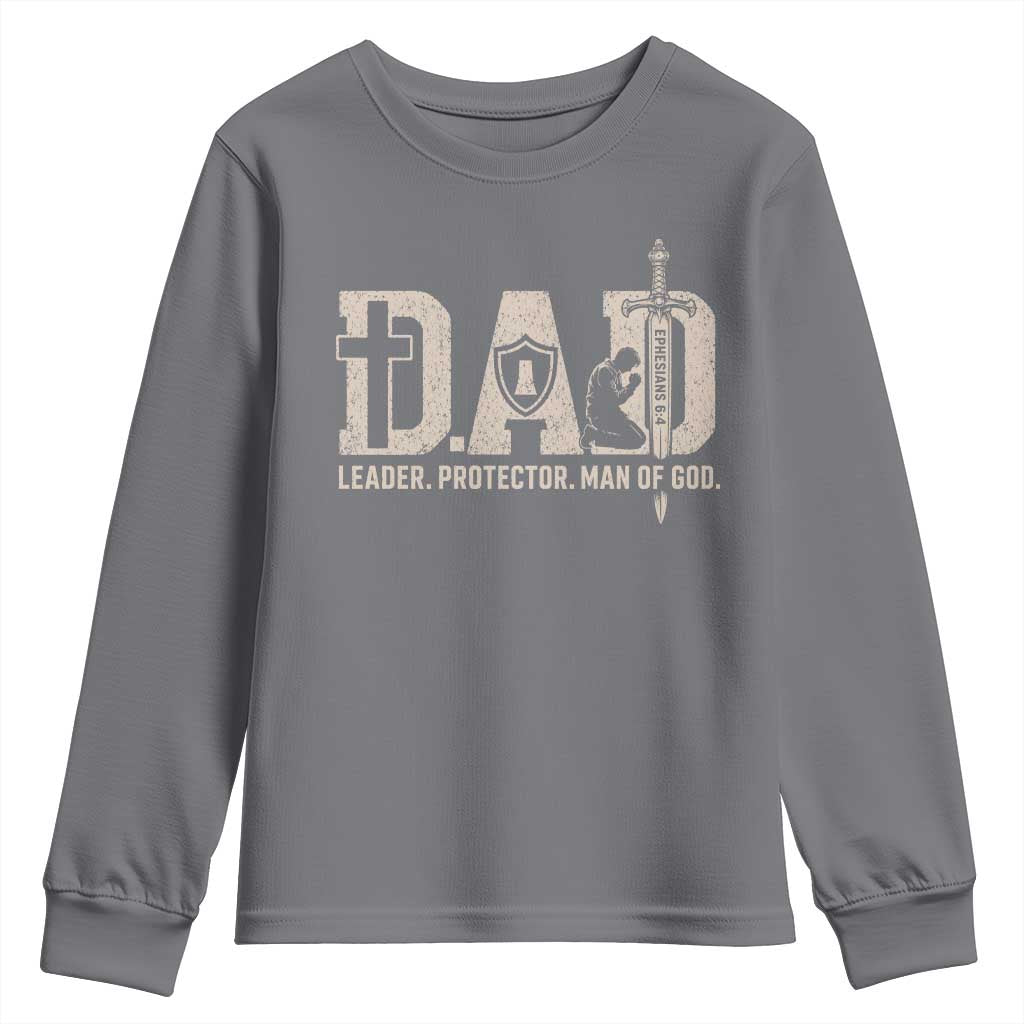 Christian Dad Youth Sweatshirt Father Leader Protector Man Of God
