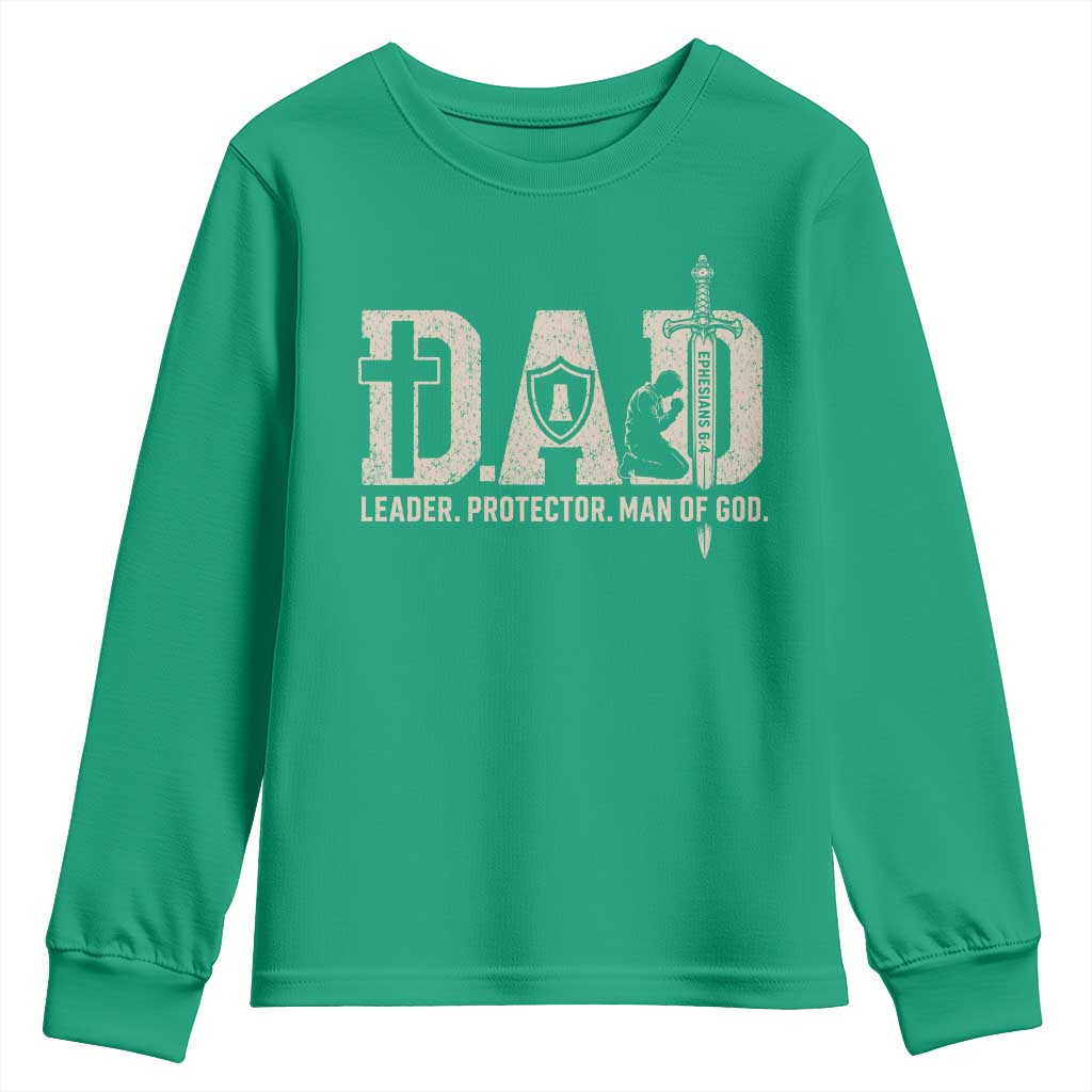 Christian Dad Youth Sweatshirt Father Leader Protector Man Of God