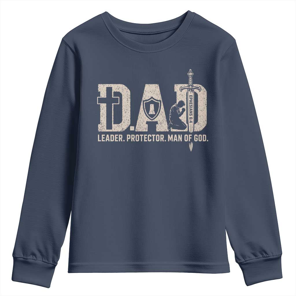Christian Dad Youth Sweatshirt Father Leader Protector Man Of God