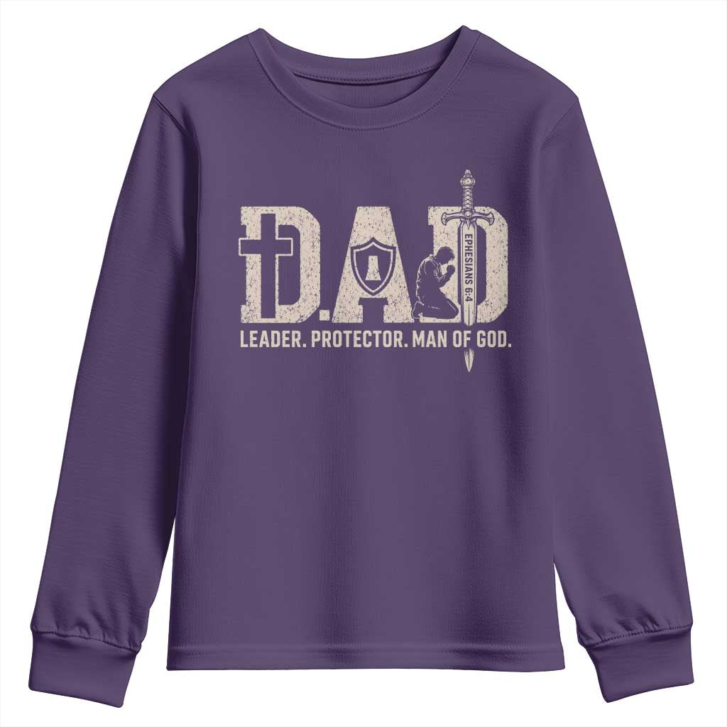 Christian Dad Youth Sweatshirt Father Leader Protector Man Of God