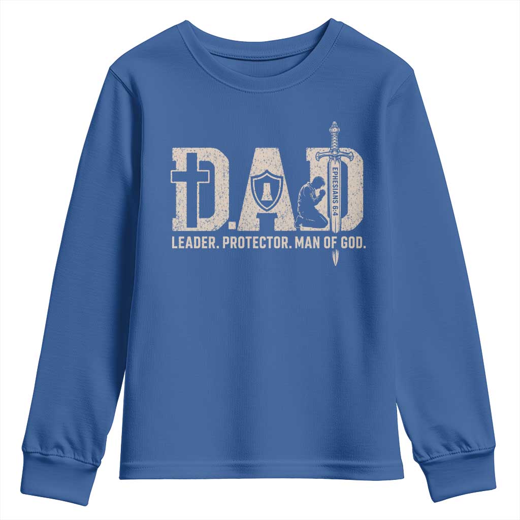Christian Dad Youth Sweatshirt Father Leader Protector Man Of God