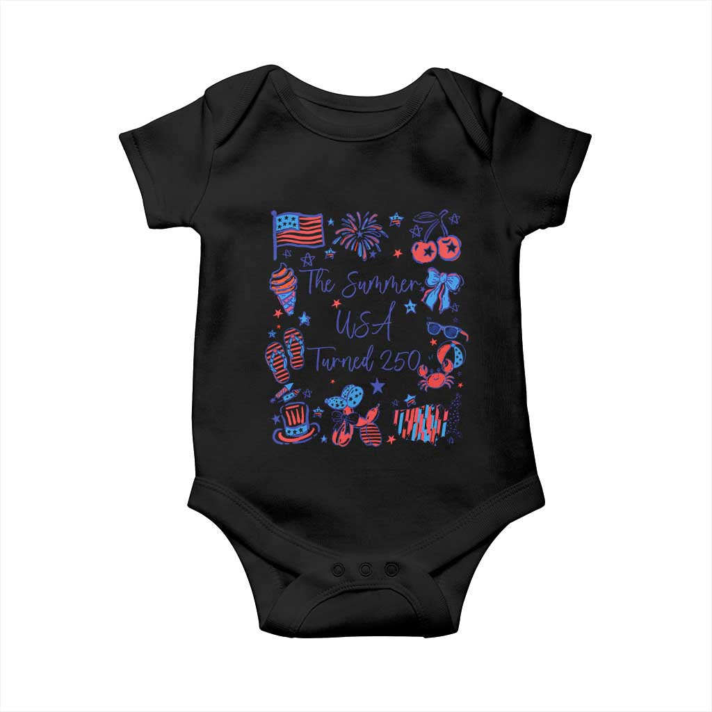 The Summer USA Turned 250 1776 2026 4th of July Baby Onesie