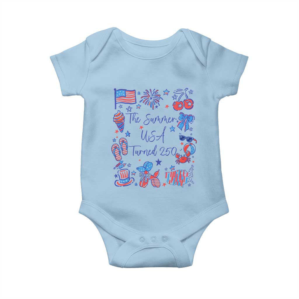 The Summer USA Turned 250 1776 2026 4th of July Baby Onesie