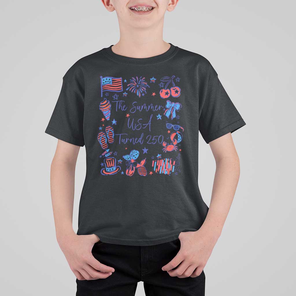 The Summer USA Turned 250 1776 2026 4th of July T Shirt For Kid