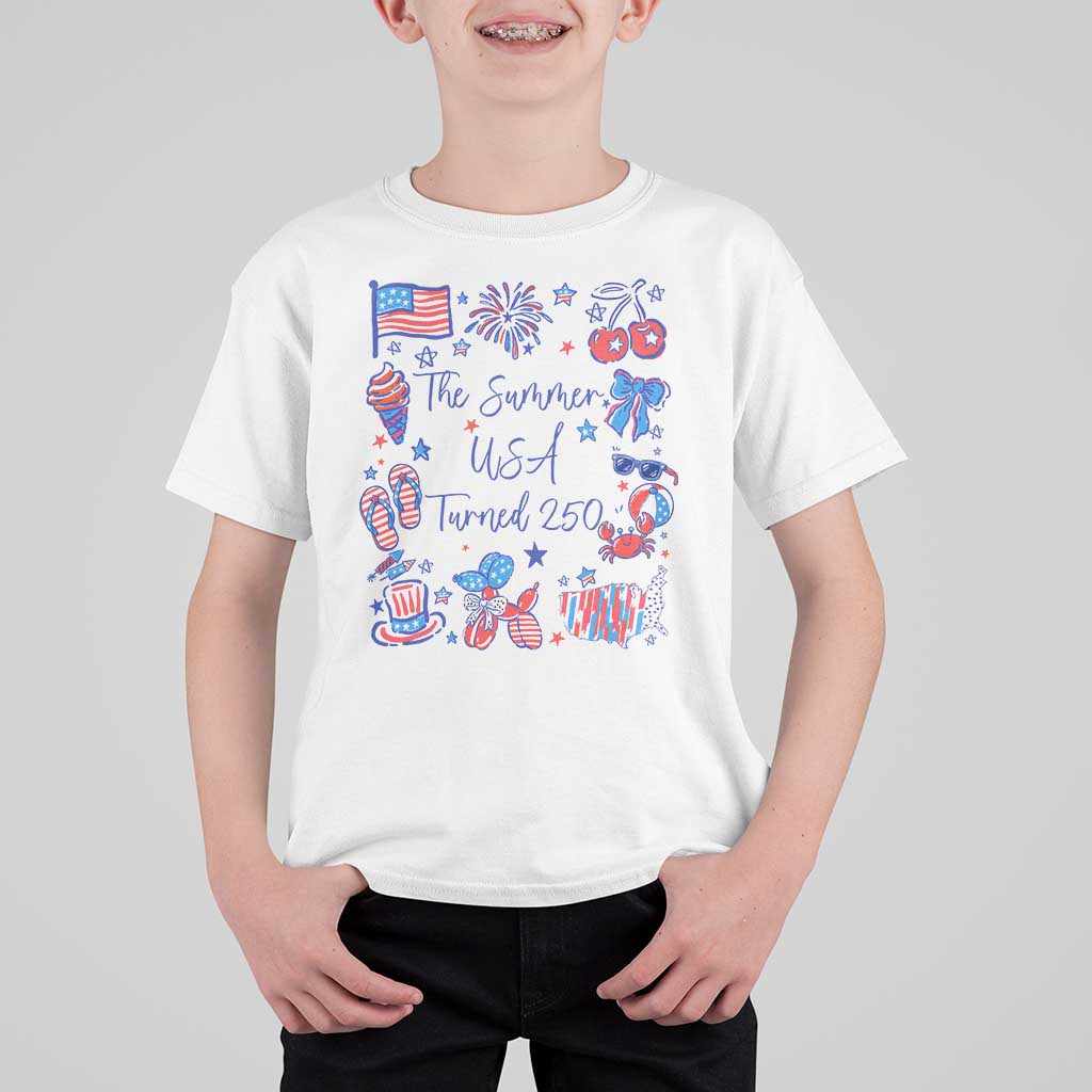 The Summer USA Turned 250 1776 2026 4th of July T Shirt For Kid