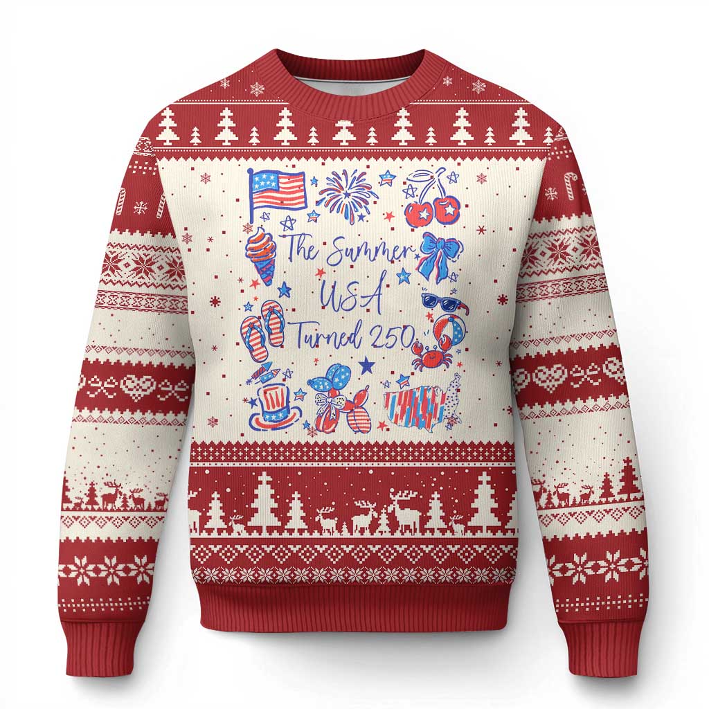 The Summer USA Turned 250 1776 2026 4th of July Ugly Christmas Sweater
