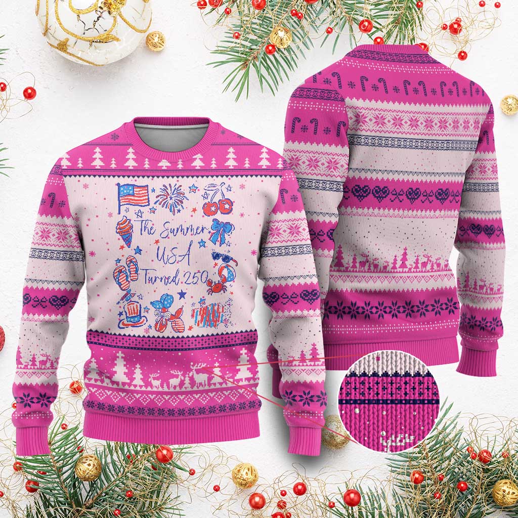 The Summer USA Turned 250 1776 2026 4th of July Ugly Christmas Sweater