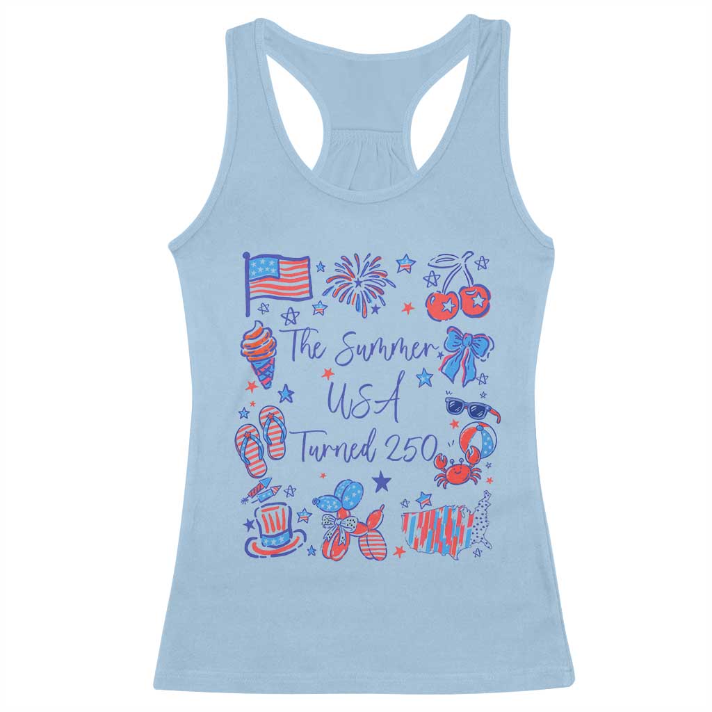 The Summer USA Turned 250 1776 2026 4th of July Racerback Tank Top
