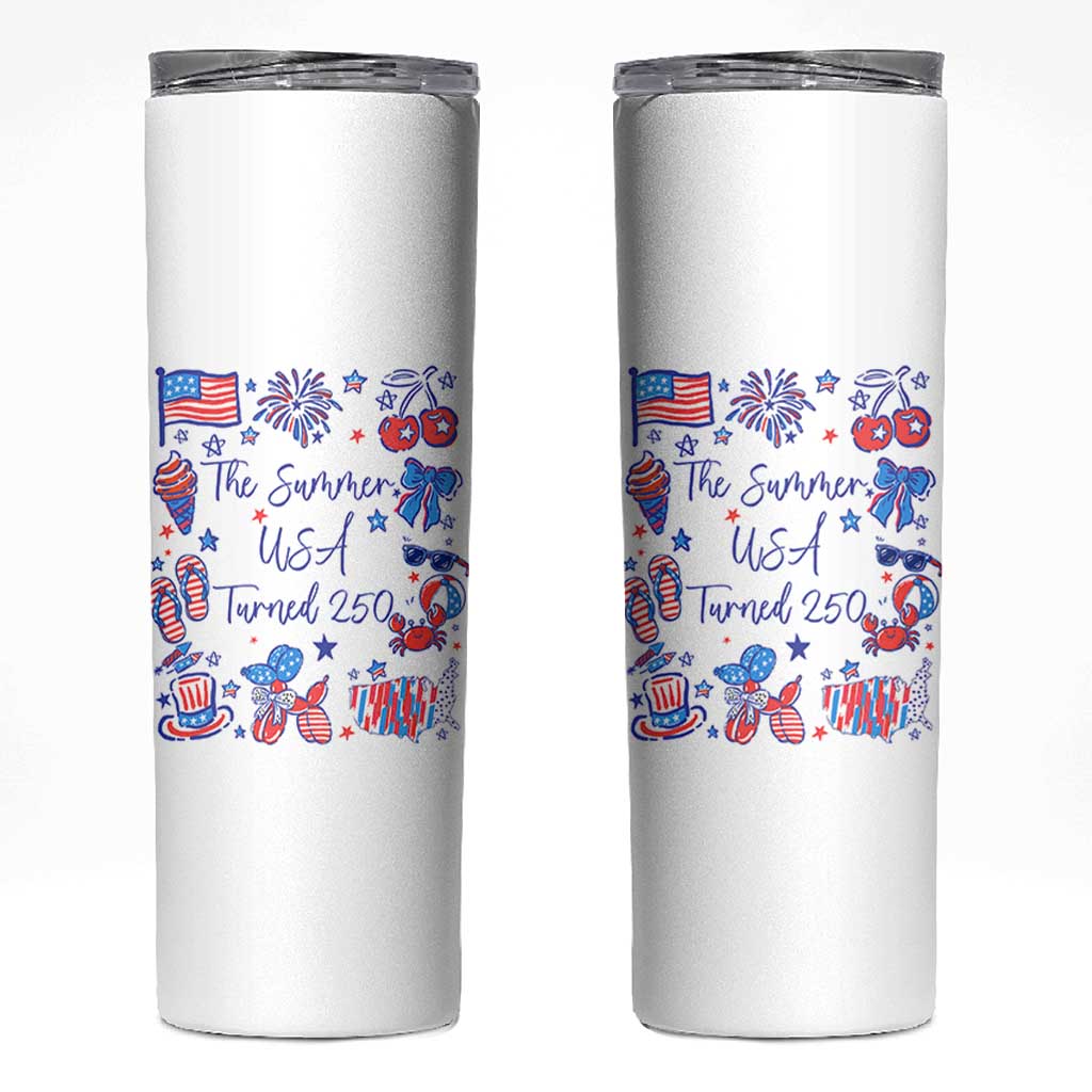 The Summer USA Turned 250 1776 2026 4th of July Skinny Tumbler