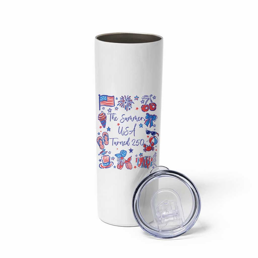 The Summer USA Turned 250 1776 2026 4th of July Skinny Tumbler
