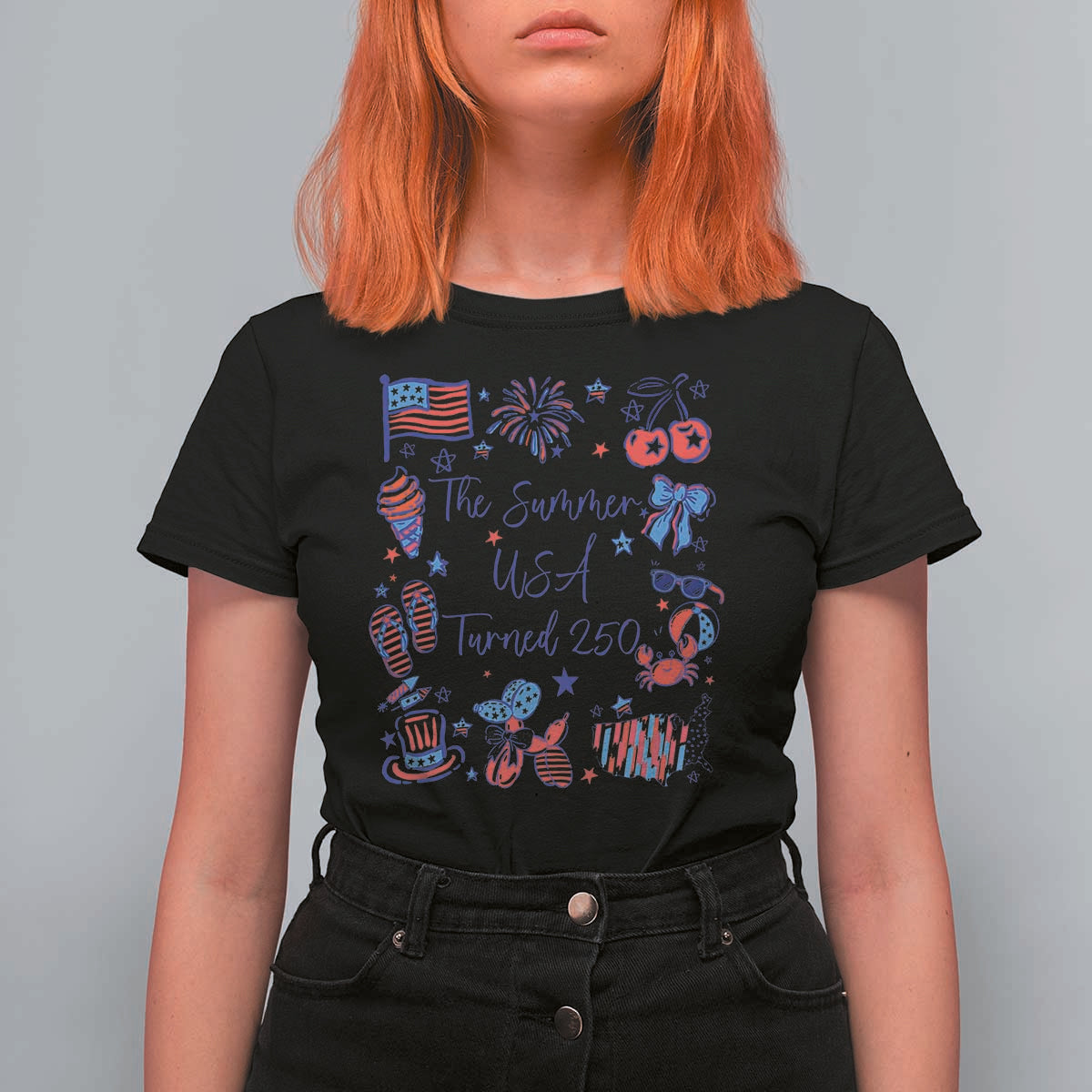The Summer USA Turned 250 1776 2026 4th of July T Shirt For Women