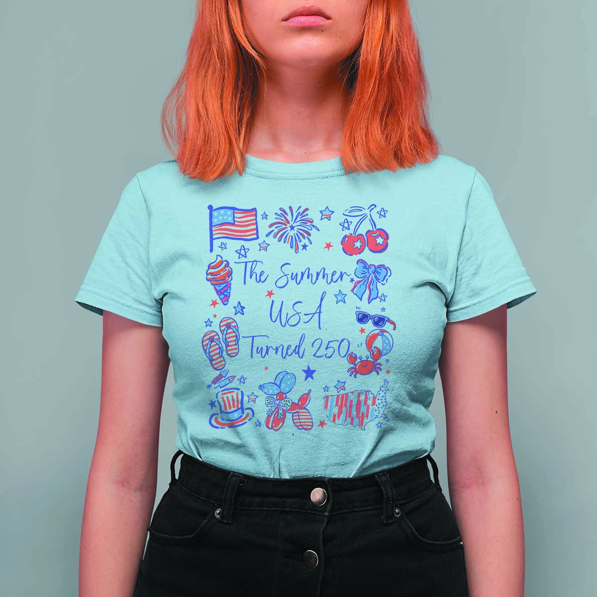 The Summer USA Turned 250 1776 2026 4th of July T Shirt For Women