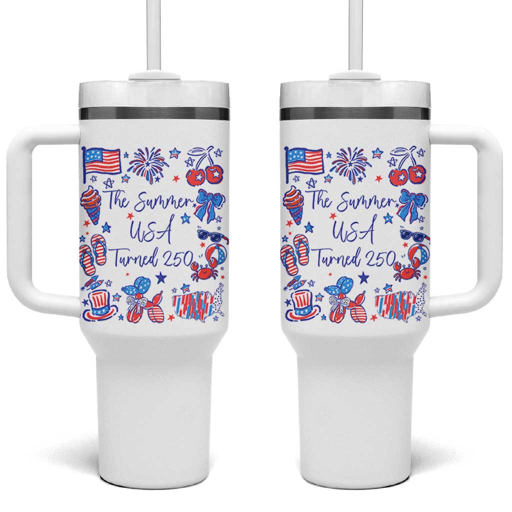 The Summer USA Turned 250 1776 2026 4th of July Tumbler With Handle