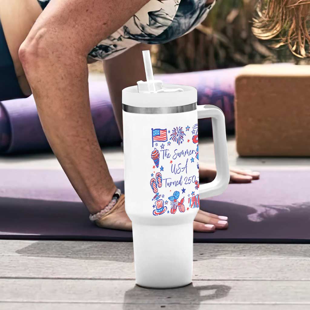 The Summer USA Turned 250 1776 2026 4th of July Tumbler With Handle