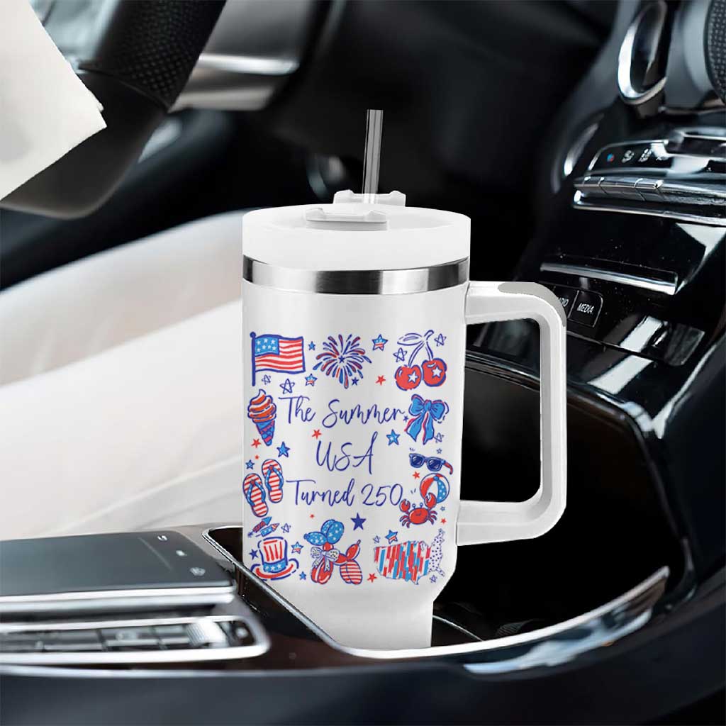 The Summer USA Turned 250 1776 2026 4th of July Tumbler With Handle