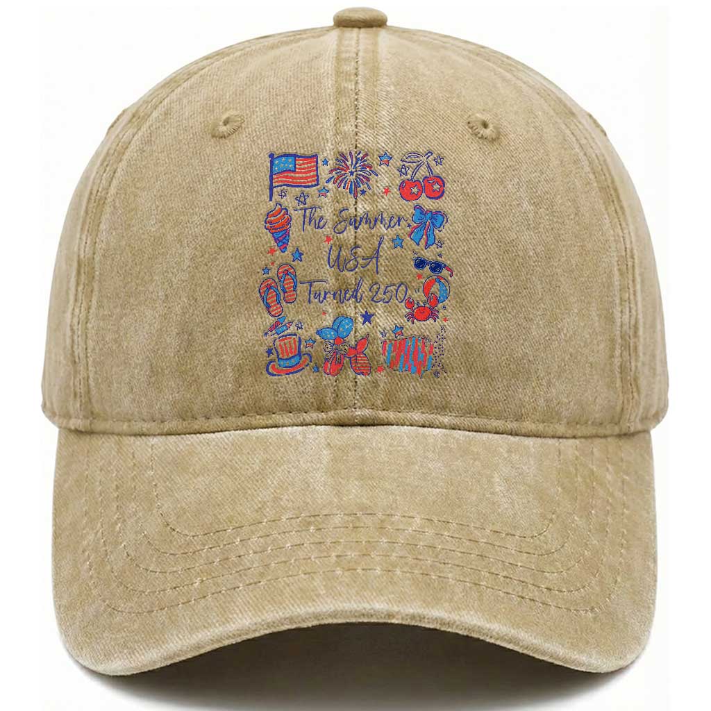 The Summer USA Turned 250 1776 2026 4th of July Washed Cotton Baseball Cap