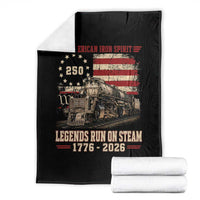 Train USA 250th Anniversary Throw Blanket American Iron Spirit Steam Locomotive Railroad Train Engine