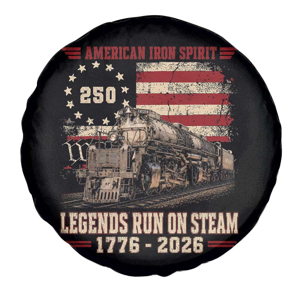 Train USA 250th Anniversary Spare Tire Cover American Iron Spirit Steam Locomotive Railroad Train Engine