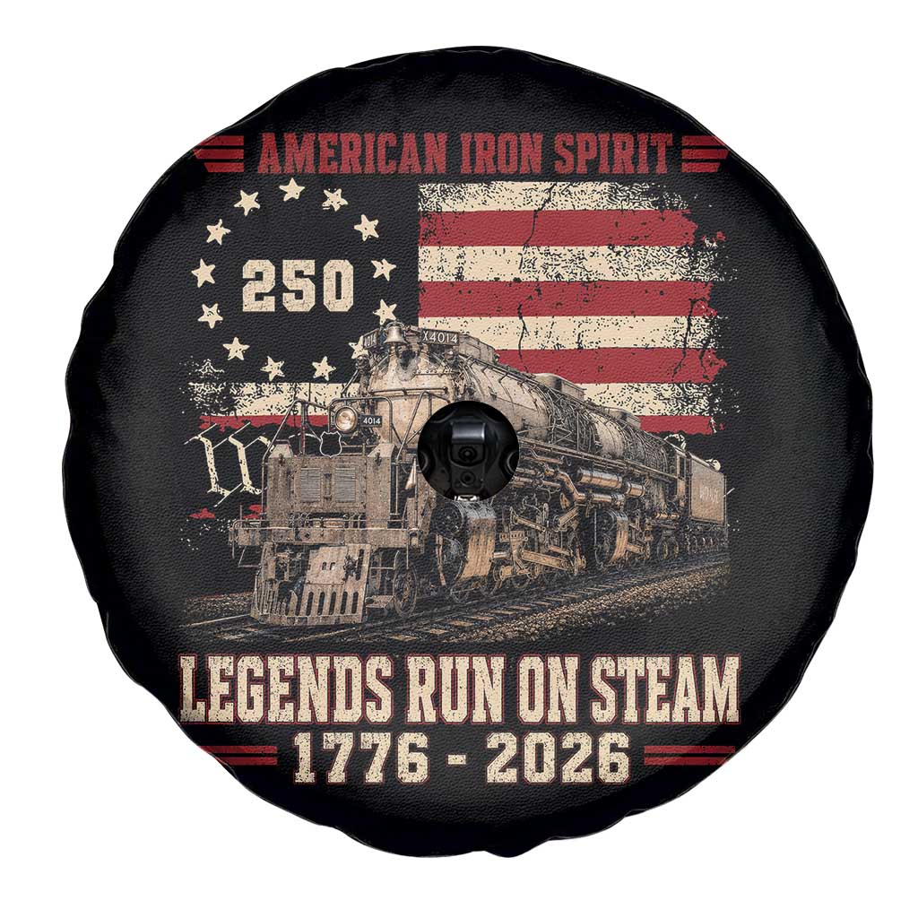 Train USA 250th Anniversary Spare Tire Cover American Iron Spirit Steam Locomotive Railroad Train Engine