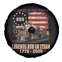 Train USA 250th Anniversary Spare Tire Cover American Iron Spirit Steam Locomotive Railroad Train Engine