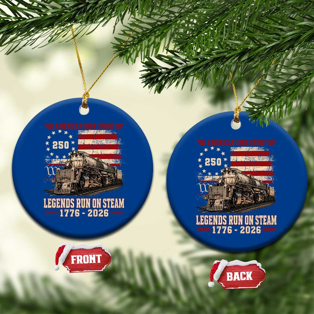 Train USA 250th Anniversary Ceramic Ornament American Iron Spirit Steam Locomotive Railroad Train Engine