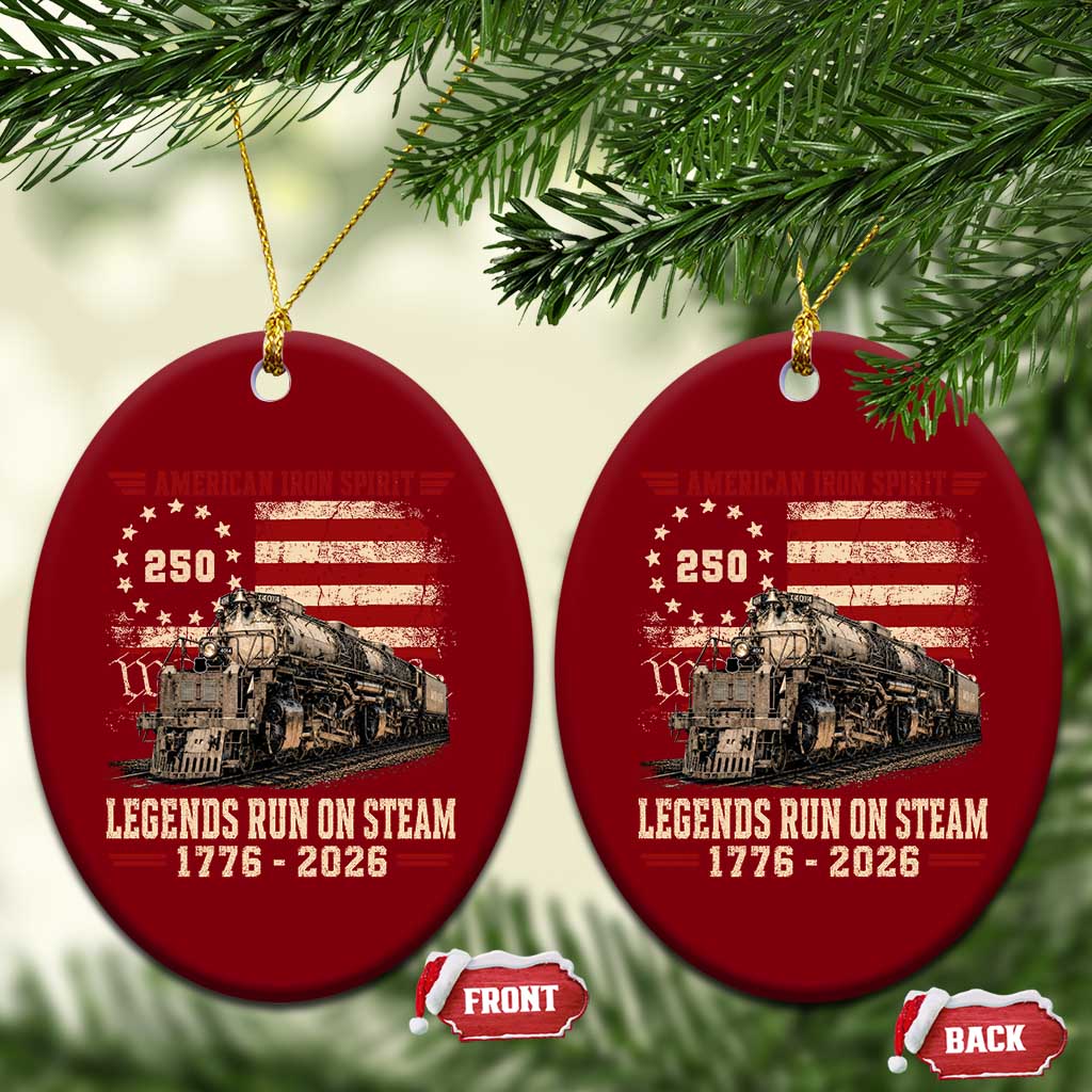 Train USA 250th Anniversary Ceramic Ornament American Iron Spirit Steam Locomotive Railroad Train Engine