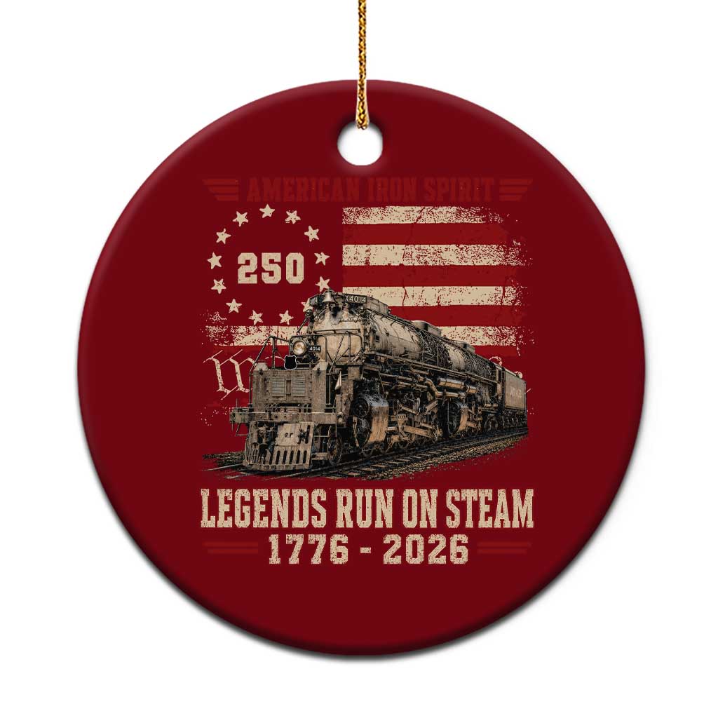 Train USA 250th Anniversary Ceramic Ornament American Iron Spirit Steam Locomotive Railroad Train Engine