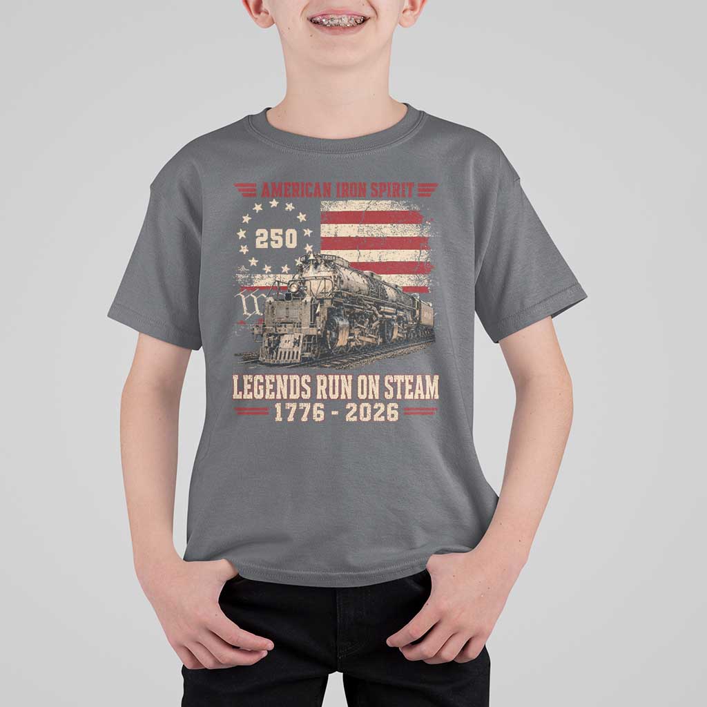 Train USA 250th Anniversary T Shirt For Kid American Iron Spirit Steam Locomotive Railroad Train Engine