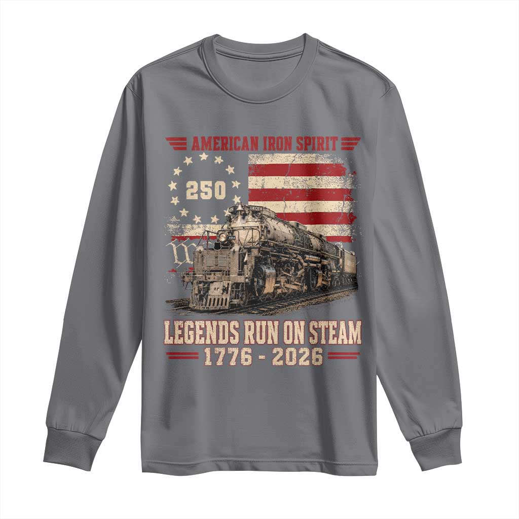 Train USA 250th Anniversary Long Sleeve Shirt American Iron Spirit Steam Locomotive Railroad Train Engine