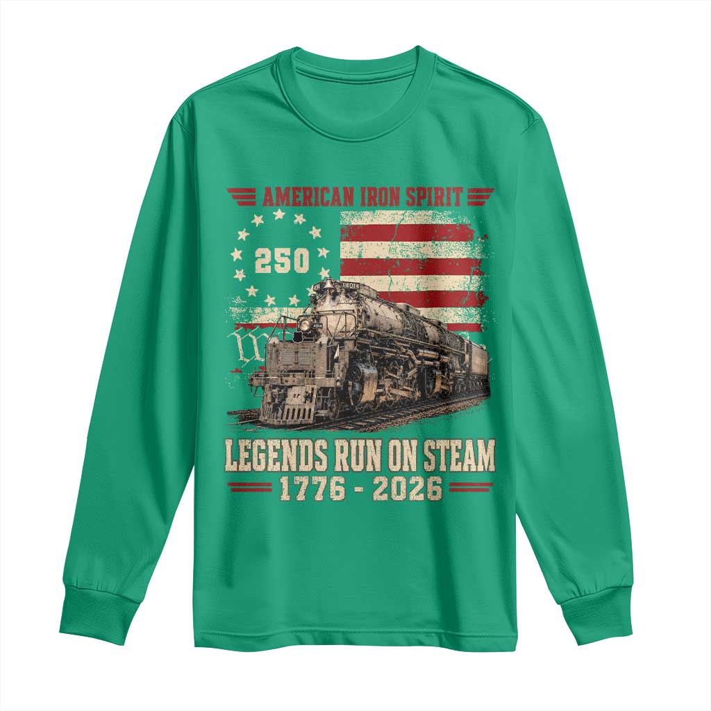 Train USA 250th Anniversary Long Sleeve Shirt American Iron Spirit Steam Locomotive Railroad Train Engine