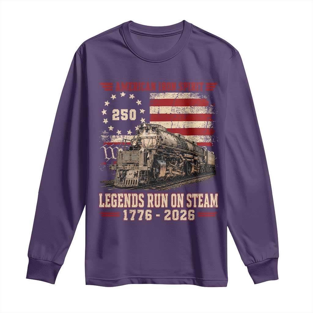 Train USA 250th Anniversary Long Sleeve Shirt American Iron Spirit Steam Locomotive Railroad Train Engine