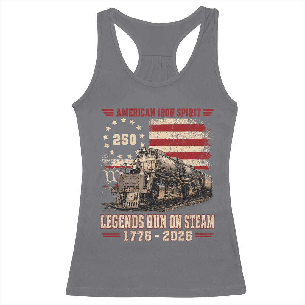 Train USA 250th Anniversary Racerback Tank Top American Iron Spirit Steam Locomotive Railroad Train Engine