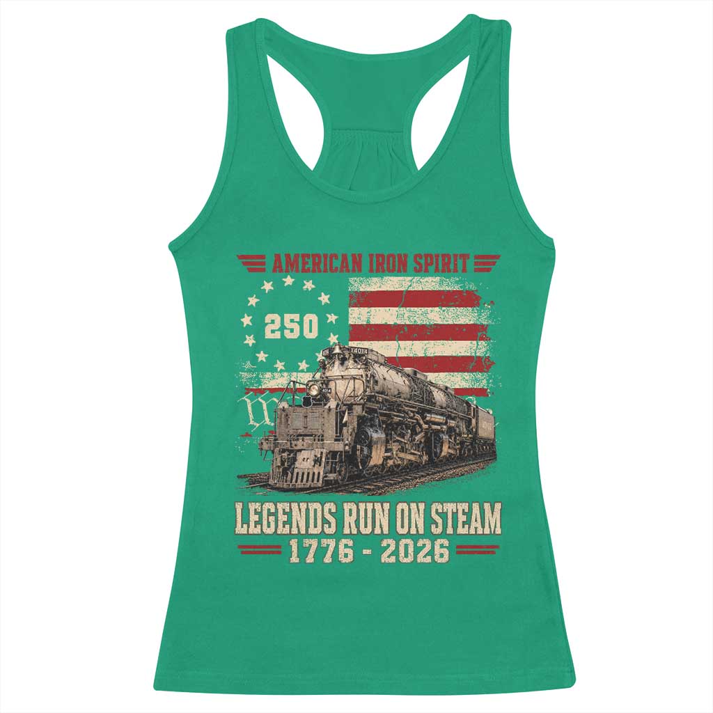 Train USA 250th Anniversary Racerback Tank Top American Iron Spirit Steam Locomotive Railroad Train Engine