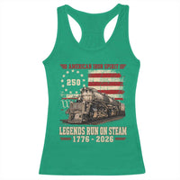 Train USA 250th Anniversary Racerback Tank Top American Iron Spirit Steam Locomotive Railroad Train Engine