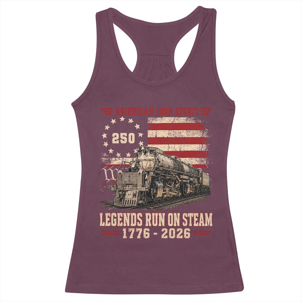 Train USA 250th Anniversary Racerback Tank Top American Iron Spirit Steam Locomotive Railroad Train Engine