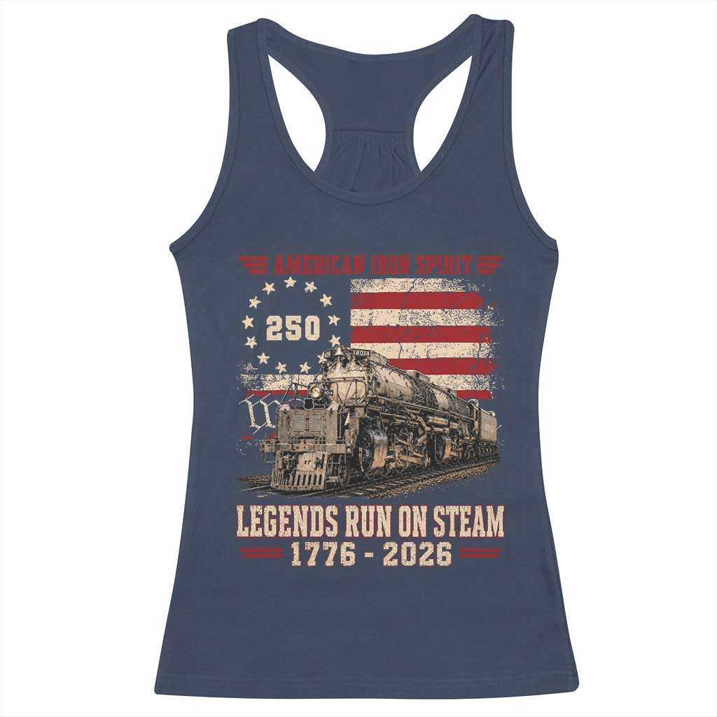 Train USA 250th Anniversary Racerback Tank Top American Iron Spirit Steam Locomotive Railroad Train Engine