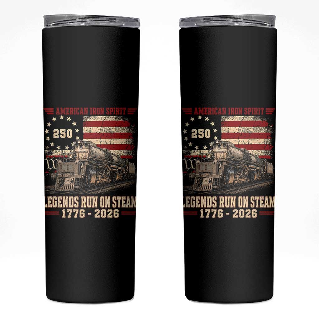 Train USA 250th Anniversary Skinny Tumbler American Iron Spirit Steam Locomotive Railroad Train Engine