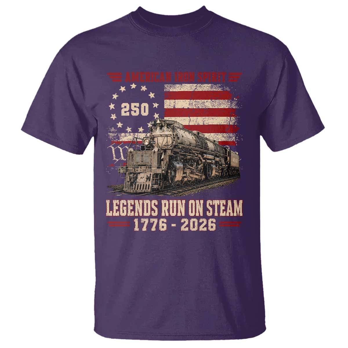 Train USA 250th Anniversary T Shirt American Iron Spirit Steam Locomotive Railroad Train Engine