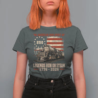 Train USA 250th Anniversary T Shirt For Women American Iron Spirit Steam Locomotive Railroad Train Engine