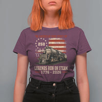 Train USA 250th Anniversary T Shirt For Women American Iron Spirit Steam Locomotive Railroad Train Engine