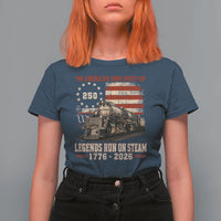 Train USA 250th Anniversary T Shirt For Women American Iron Spirit Steam Locomotive Railroad Train Engine