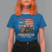 Train USA 250th Anniversary T Shirt For Women American Iron Spirit Steam Locomotive Railroad Train Engine