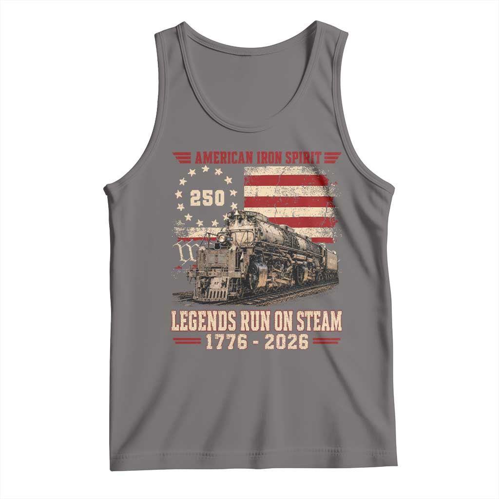 Train USA 250th Anniversary Tank Top American Iron Spirit Steam Locomotive Railroad Train Engine