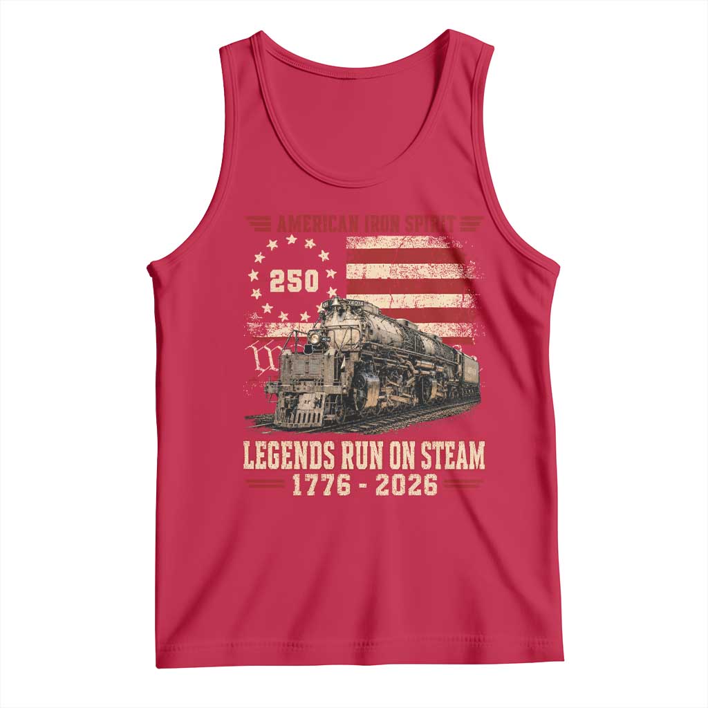 Train USA 250th Anniversary Tank Top American Iron Spirit Steam Locomotive Railroad Train Engine
